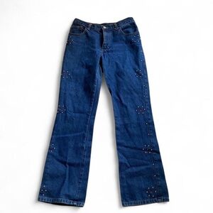 Y2K BeBop Studded Dark Blue Straight Leg Jeans with‎ Embellishments